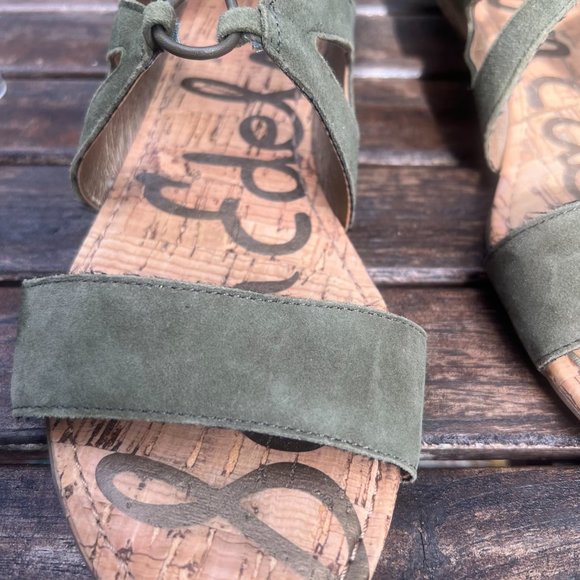 Sam Edelman Dean Caged Gladiator Sandal Green Suede with back Zipper. Size 10 - Picture 11 of 12